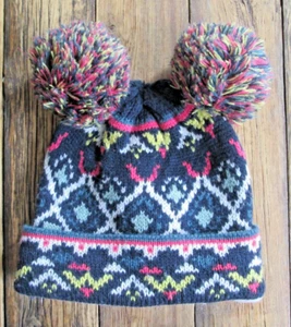 Target 2T-5T Beanie Hat Kids Toddler Girls Acrylic Blend Double Pom Blue Pink - Picture 1 of 6