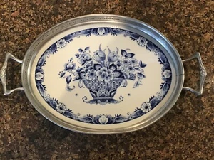 Delfter Blumenkorb handgeschmiedet Dose und Porzellantablett Top Zustand - Bild 1 von 7