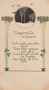 Antique 1923 Christmas Printed Postcard Christmas Seal 1 Cent Washington Stamp - Picture 1 of 2