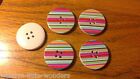 8  Large Round Winter Coat Aran Buttons Striped Pink Blue Multi 30mm Wood 