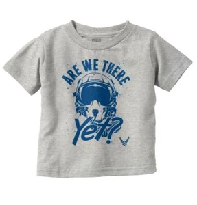 US Air Force Logo Pilot Are We There Yet Toddler Boy Girl Youth T Shirt Tee - Picture 1 of 8