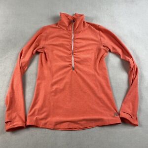 New Balance Dry Womens Half Zip Top S Orange Ruched Zip Stretch Workout Running 