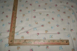 Joan Kessler Cream Background Small Flowers Cotton Fabric 29"x56W Quilting Craft - Picture 1 of 3