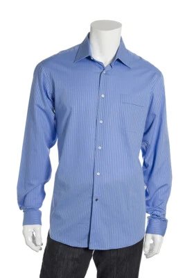 Camisa deportiva Ben Sherman a rayas con botones (grande, azul) L LRG LGE LG Foto 1 de 4