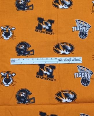 Univ of Missouri MIZZOU Tigers Collegiate 100% Cotton Fabric 1 Yard x 44" - Image 1 of 4