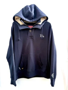 Tokyo Laundry Pullover Collared Hoodie Sherpa Lined Hood Navy Blue Mens Size XL - Picture 1 of 14