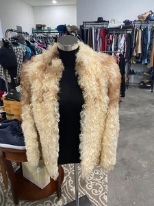 Vintage Mongolian Curly Lamb Fur Jacket Size S - Bild 1 von 5