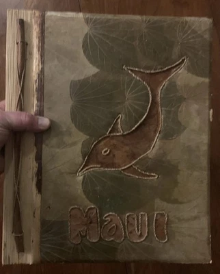 Álbum de fotos hecho a mano Hawaiano Maui 80 fotos 4x6 decoración de bambú de delfines sin usar Foto 1 de 4