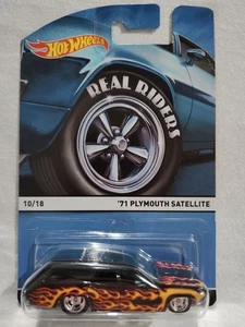 Hot Wheels Real Riders 71 Plymouth Satellite #10 Black w/Flames Read! - Picture 1 of 9