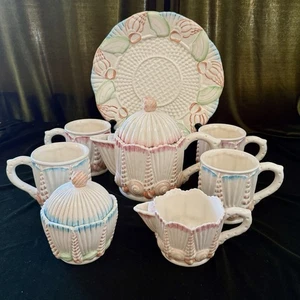 1989~~~10 piezas~~Sanibel Shafford~~Cáscara de cerámica 🐇Juego de tetera~~EXCELENTE - Imagen 1 de 8