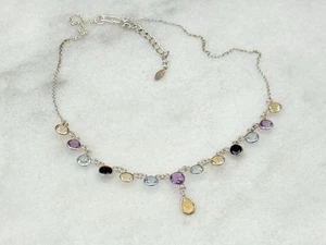 Collana con spinello topazio zaffiro originale multi pietra preziosa in argento sterling massiccio - Foto 1 di 3