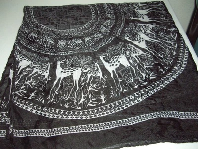 T14 女式时尚围巾披肩波西米亚鹿奖章黑色灰色雪纺透明 — 第 1/4 张图片