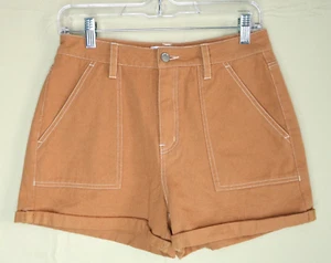 Pantaloncini RSQ marrone denim cotone bianco pesante punto orlo con polsini donna taglia 27 usati in ottime condizioni - Foto 1 di 7