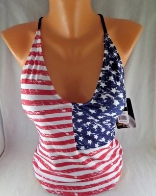 NWT Womens Marilyn Monroe American Flag Lace-Up One-Piece Swimsuit Sz Large - Imagem 1 de 4