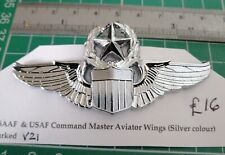 USAAF WW2 & USAF Command Master Aviator Wings. (Silver Coloured) USAF Wings. 