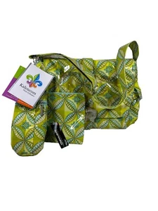 Kalencom New Orleans Laminate Diaper Bag Pouch Bottle Holder ￼Lime Green Blue - Picture 1 of 11