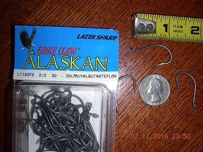50 EAGLE CLAW LAZER SHARP OCTOPUS HOOKS NICKLE TEFLON COATED 2/0