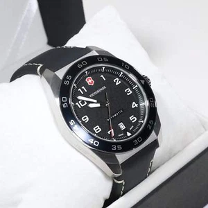 Victorinox Swiss Army Men's Automatic Black Dial Leather Strap Watch 242044 - Picture 1 of 9