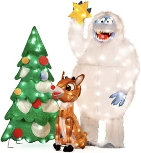 Juego de 3 decoraciones navideñas animadas de rodolfo y abejorro al aire libre - Imagen 1 de 2