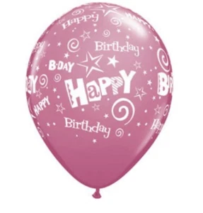 50 11" Birthday Stars & Swirls Fashion Rose Latex Balloons Pink Party - Picture 1 of 3