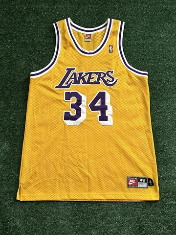 Authentic Los Angeles Lakers Shaquille O'Neal Nike Home Jersey Size 48 VTG 90s Cover