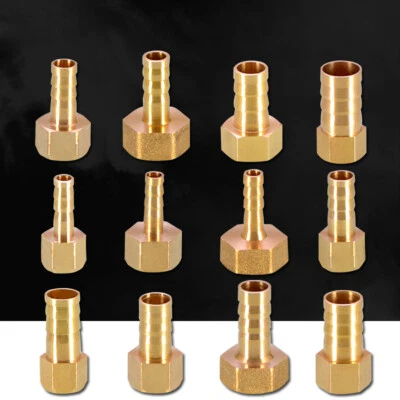 BSP 1/8" 1/4" 3/8" Female Thread Hose Tail Barb Connector Brass Hosetail Fitting - Image 1 of 4