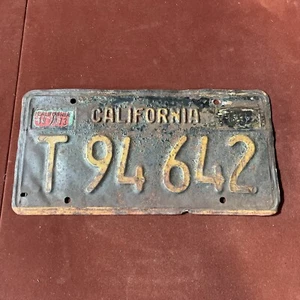 1963 California CA License Plate Black Base With 1973 Sticker - Picture 1 of 5