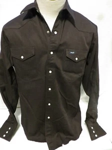 Wrangler Western Shirt MS 70819 Black Long Sleeves Pearl Snaps Men's L - Picture 1 of 5