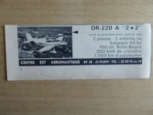 10/1967 PUB CENTRE EST AERONAUTIQUE DIJON DR-220 2+2 F-WNGP ORIGINAL FRENCH AD - Imagen 1 de 1