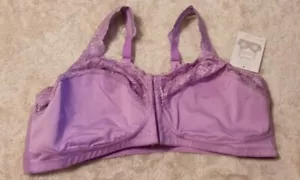 Comfort Choice Women's Plus Size Front Hook Gel Strap Wireless Bra 48DD Purple - Picture 1 of 5