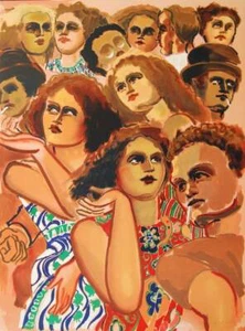 Lester Johnson Group 1980 Signed Limited Edition Art Lithograph - Picture 1 of 3