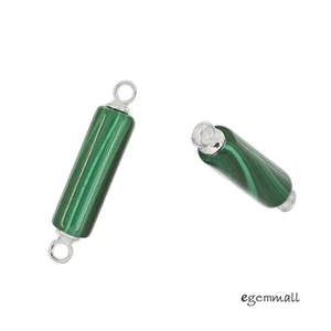 2 Natürlicher Malachit in Sterlingsilber Rohr Ohrring Link Verbinder Perlen #98316 - Bild 1 von 1