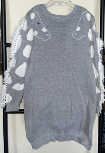 Little Marc Jacobs Grey and White Giraffe Detail Fringe Cotton Dress Size 6 114 - Picture 1 of 9