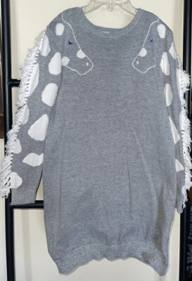 Vestido Little Marc Jacobs Gris y Blanco Detalle Jirafa Flecos Algodón Talla 6 114 Foto 1 de 4