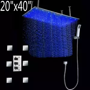 Juego de ducha de baño montaje en techo lluvia 6 chorros aerosol 20""x40"" dorado - Imagen 1 de 9
