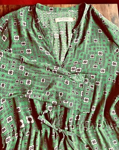 Nice Things Sommerkleid Gr. 42 Crepe Grün gemustert mit Lila - Bild 1 von 7