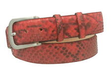 Cintura 4 cm in Vera Pelle di Pitone Rosso con fodera Nabuk