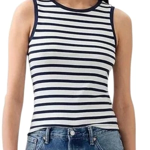 gap modern tank top navy blue white stripe womens size L - Picture 1 of 4