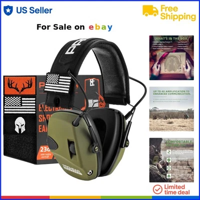 Electronic Shooting Ear Protection Headphones 4X Sound Amplification NRR23dB - Image 1 of 4