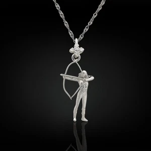Archer Pendant – 925 Silver Bow and Arrow Sports Necklace for Archery Fans - Picture 1 of 13