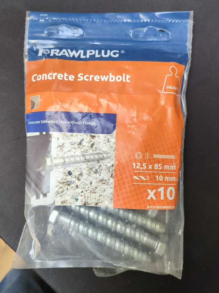 TORNILLOS DE HORMIGÓN RAWLPLUG - 12,5 x 85 mm paquete de 10 Foto 1 de 1