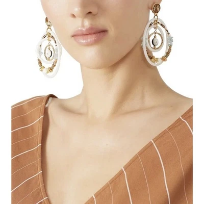 Gas Bijoux Alexia Drop Hoop Beaded Boho Gold Plated Earrings Earrings - Image 1 of 4