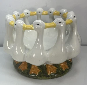Vintage Mario Bellini Circle Of 12 Geese Centerpiece Easter Fruit Bowl Italy Vtg - Picture 1 of 10