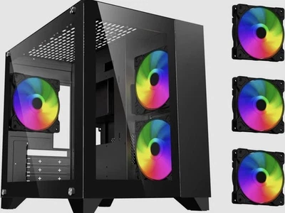 DIYPC ARGB-Q3.v2 Negro Vidrio Templado Micro ATX Gaming Computadora PC Estuche Foto 1 de 4