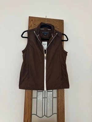 Chaleco cortavientos Ralph Lauren de golf marrón de 1990 para mujer pequeño nuevo con etiquetas Foto 1 de 4
