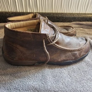 Twisted X Herren Arbeit Bomber Fahren Mokassins Schnürschuhe Braun Leder 14M - Bild 1 von 14