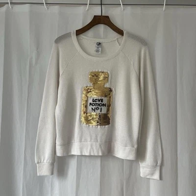 Винтажный вышитый джемпер женщин кремовый вязаный блестки джемпер размер маленький дизайнер - Изображение 1 из 4