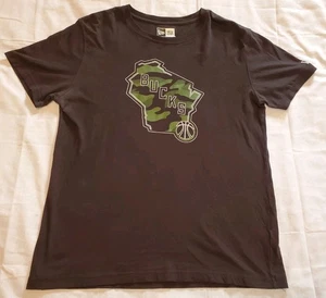 Milwaukee Bucks New Era NBA Basketball T-Shirt Camo Graphic Black Mens Large - Picture 1 of 7
