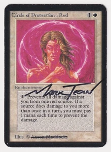 Signed Altered Circle of Protection: Red MP Alpha Artist Mark Tedin MTG Magic! - Picture 1 of 2