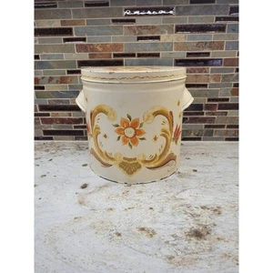 Vintage Toleware Canister, Folk Art Rosemaling, Large Tin, Primitive - Picture 1 of 7